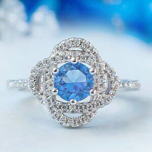 Blue Topaz Spiral Ring, 925 Sterling Silver  Charmed Aroma